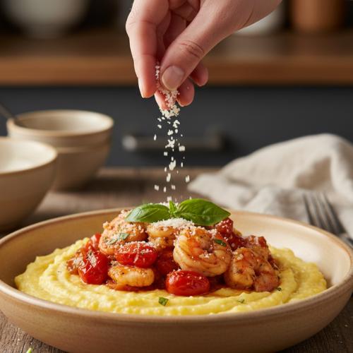 Step 5: Combine Polenta and Shrimp