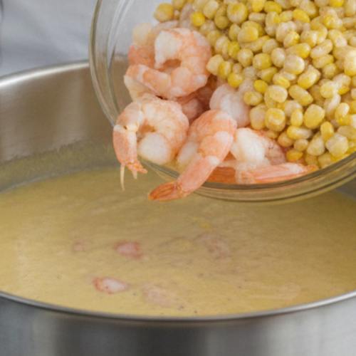 Step 6: Add Corn and Shrimp Step 6: Add Corn and Shrimp