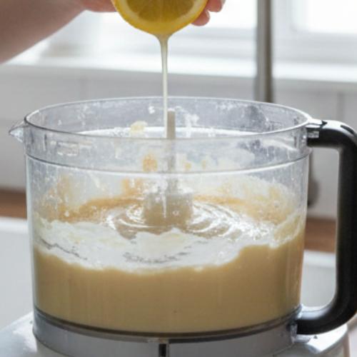 Step 2: Mix Tahini and Lemon Juice