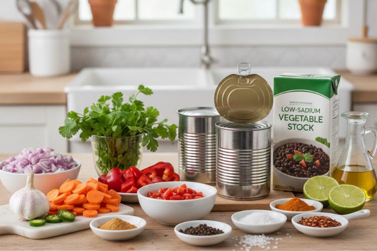 Ingredients for Spicy Vegan Black Bean Soup