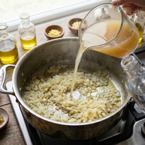 Step 3: Add the Broth and Water
