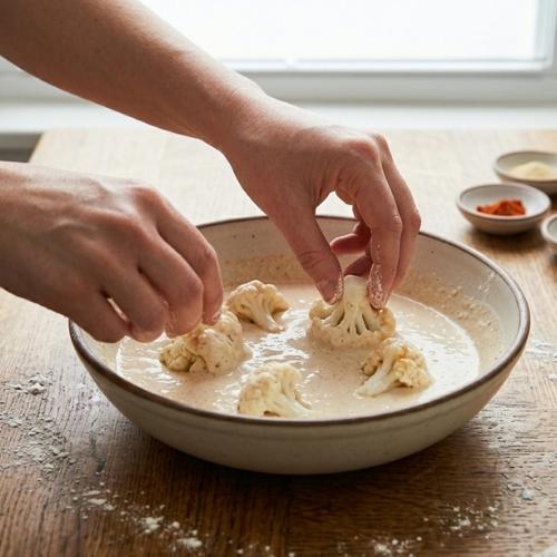 Step 3: Coat the Cauliflower Step 3: Coat the Cauliflower