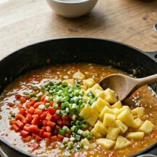 Step 5: Add Vegetables and Pineapple Step 5: Add Vegetables and Pineapple