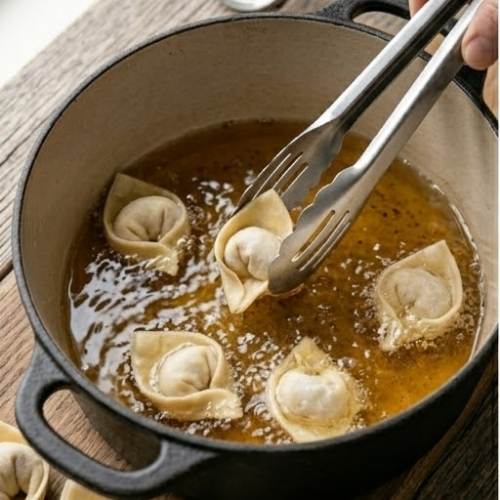 Step 5 - Fry the Wontons: Step 5 - Fry the Wontons: