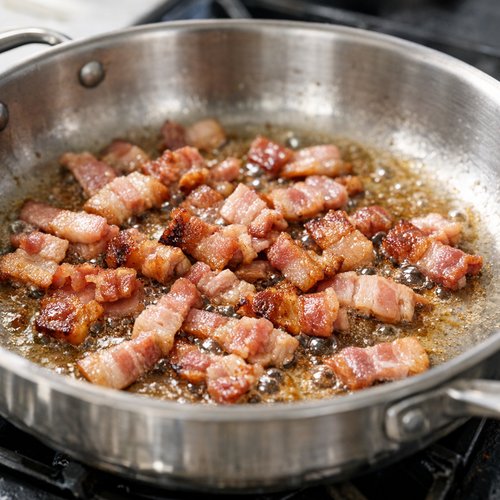 BBQ Chicken Pasta Recipe 4 Step 2: Brown the Bacon (Create Your Fat Base)