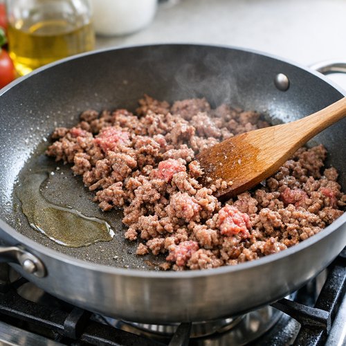 Step 1: Heat Your Oil and Brown the Ground Beef