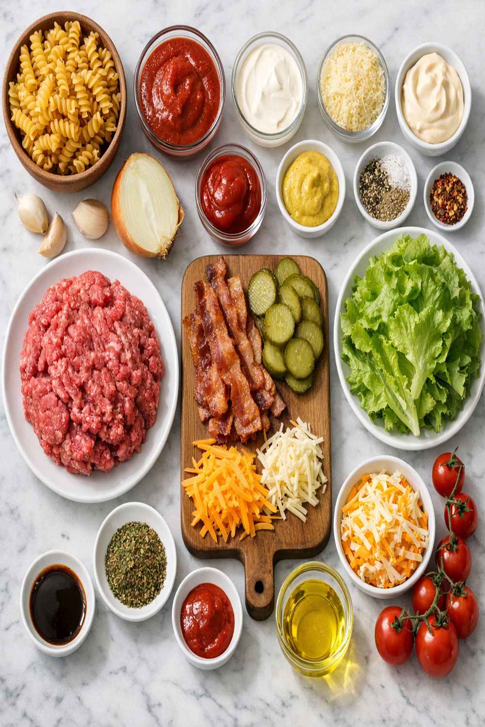Burger Pasta Recipe ingredients