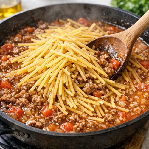 Step 5: Add the Uncooked Pasta and Combine