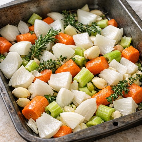 Christmas Turkey Recipe 5 Step 3: Build Your Roasting Base (30 Minutes Before Cooking)