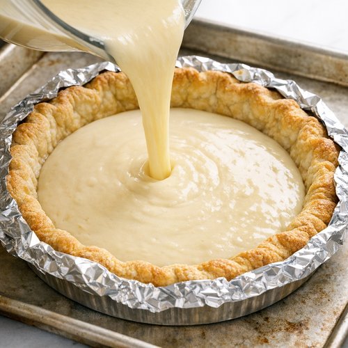 Coconut Milk Custard Pie Recipe 7 Step 5: Pour and Protect the Edges