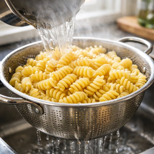 Cold Mexican Pasta Salad Recipe 4 Step 2: Drain and Cool Your Pasta Immediately