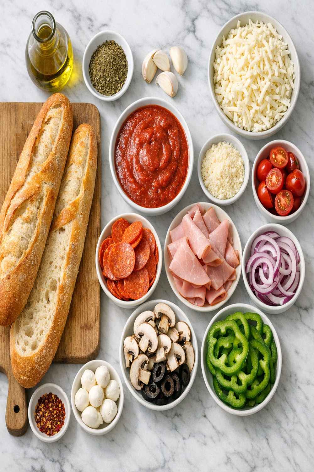 Baguette Pizza Recipe ingredients