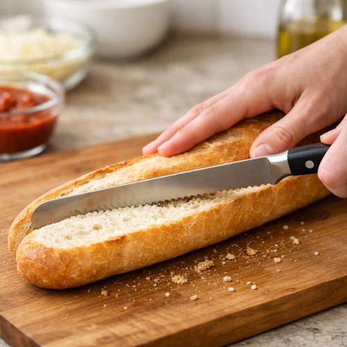 Step 2: Cut and Toast the Baguette