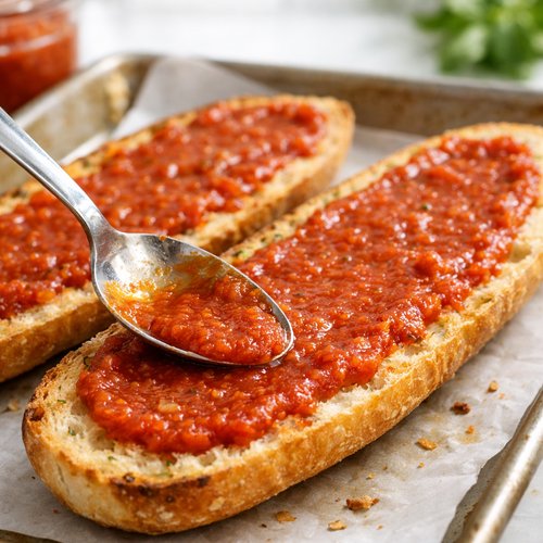 Step 4: Spread Sauce Evenly Across Toasted Bread